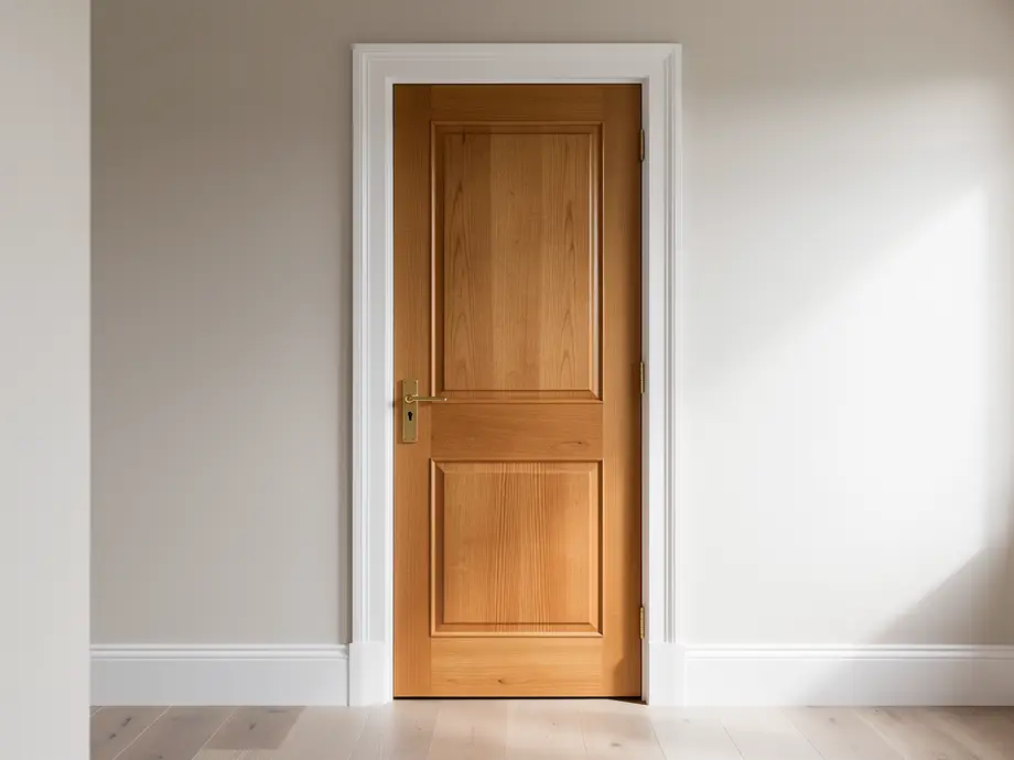 New internal doors and painted trim fitted in a hallway